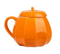 Halloween Coffee Cup Drinking Cup, Pumpkin Shape Ceramic Water Mug Cup Tea Cup Milk Soup Cup with Lid for Home Office