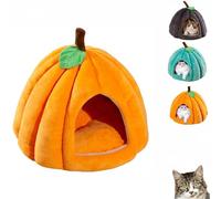pumpkin shaped cat bed, halloween cat house - pumpkin cat cave,pumpkin shaped cat cave cuddly bed, PumpkinIndoor Kennel with Detachable Cushion Kitten Bed, Sofa Cat Caves for Cats, Small Dogs-A||L