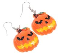Pumpkin Shaped Dangle Earrings Orange Plastic Metal Drop Earrings