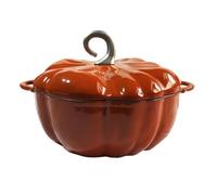 Pumpkin-Shaped Enamelled Cast Iron Pot for Halloween with Lid | Pumpkin Dutch Oven Pot Serves 3-5, Heavy-Duty Cookware for Braising, Stews, Roasting, Bread Baking(24CM)