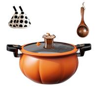 Pumpkin Shaped Micro Pressure Cooker 8L (2.1 Gal), Orange Cast Iron Pumpkin Shaped Dutch Oven, Non-stick Coating Heat-Resistant for Stovetop for Home Kitchen (Orange)