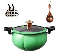 Pumpkin Shaped Micro Pressure Cooker 8L (2.1 Gal), Orange Cast Iron Pumpkin Shaped Dutch Oven, Non-stick Coating Heat-Resistant for Stovetop for Home Kitchen (Green)