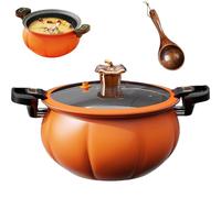 Pumpkin Shaped Micro Pressure Cooker, Orange Cast Iron Pumpkin Shaped Dutch Oven, 8L/7.3Qt Non-Stick Mini Pressure Stone Cooking Pot for Open Flames & Gas Stoves (Orange)