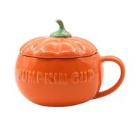 Pumpkin Shaped Mug | Ceramic Pumpkin Shape Halloween Coffee Cups with Lid - Fall Coffee Mug with Fall Decor, Halloween for Cappuccino, Latte, Cereal, Yogurt