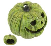 Pumpkin Shaped Reptile Shelter Cave Resin Green Hideout | Feeding Box or Aquarium, Smooth Edges and Easy to Clean, Blends into Habitat Décor