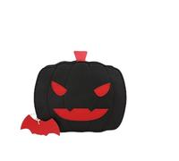 Pumpkin Shoulder Bag Halloween Chain Crossbody Bag for Women PU Leather Purse Novelty Devil Handbag with Bat Pendant