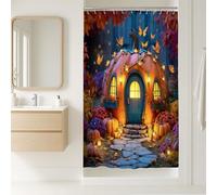 Pumpkin Shower Curtain, Autumn Fall Orange Cottage Decor, Cozy Home Rustic Waterproof Fabric Shower Curtain with Hooks 36x72 Inch