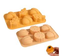 Pumpkin Silicone Moulds 2PCS 6 Cavity 3D Autumn Harvest Theme Chocolate Moulds Thanksgiving Candle Moulds Pumpkin Mould for Pudding Muffin Cake Fondant Making Style1 Wax Melt Moulds Candle Moulds Choc