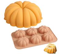 Pumpkin Silicone Moulds 2PCS 6 Cavity 3D Autumn Harvest Theme Chocolate Moulds with 3D Pumpkin Mould Thanksgiving Candle Moulds for Pudding Muffin Cake Fondant Making Style2 Wax Melt Moulds Candle Mou