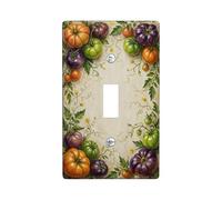 Pumpkin Single Light Switch Cover Plate, Fall Rustic Vine Leaf Fall Orange Plastic Standard Size Toggle Light Switch Cover for Living Room Bedroom Home Office Decor (Single)