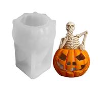 Pumpkin Skull Candle Mold, 3D Halloween Skull Candle Mold, Spooky Handmade Resin Soap Maker Desktop Decor for Cupcake Candy Chocolate Fondant Cake Gummy
