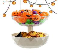 Pumpkin Snack Tray | Removable 2 Tier Clear Fruit Bowl with Lid - Kitchen Candy Organizer for Nuts Seasoning Chip Grocery Retail Table Pantry Refrigerator Bedroom Vegetable-Server Appetizer-Platter