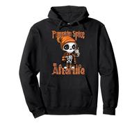 Pumpkin Spice Afterlife Skeleton Holding Latte Spooky Season Pullover Hoodie