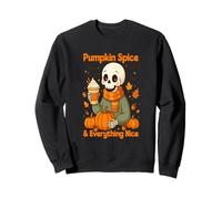 Pumpkin Spice And Everything Nice Cozy Skeleton Autumn Latte Sweatshirt