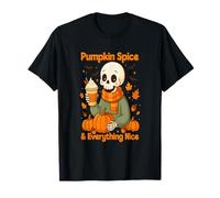 Pumpkin Spice and Everything Nice Cozy Skeleton Autumn Latte T-Shirt