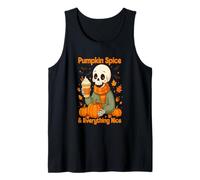 Pumpkin Spice and Everything Nice Cozy Skeleton Autumn Latte Tank Top