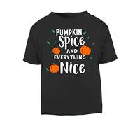Pumpkin Spice and Everything Nice [HALLO19] Short Sleeve Cotton Kids t Shirt, 2-3 Years, Black