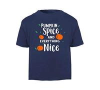 Pumpkin Spice and Everything Nice [HALLO19] Short Sleeve Cotton Toddler t Shirt, 3-4 Years, Navy