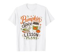 Pumpkin Spice and Lesson Plans Teacher Fall Present Value Graphic T-Shirt, Men, White, S