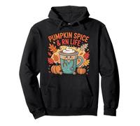 Pumpkin Spice and RN Life Cute Nurse Coffee Art Pullover Hoodie