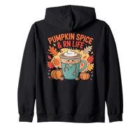 Pumpkin Spice and RN Life Cute Nurse Coffee Art Zip Hoodie