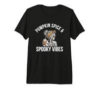 Pumpkin Spice and Spooky Vibes Skeleton Messy bun Premium T-Shirt