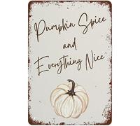 Pumpkin Spice & Everything Nice Fall Decor Thanksgiving Vintage Metal Sign Metal Tin Sign Vintage Wall Decor Tin Sign Funny Wall Decor For Home Bar Pub Cafe Farm Room Metal Poster Sign Gift 5.5x8 Inch