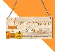 Pumpkin Spice Hot Chocolate Station Wooden Plaque - Rustic Christmas Hot Chocolate Bar Sign, Coffee and Cocoa Drink Display, Pumpkin Chocolate Drinks, Cocoa Lovers (Small: 19 cm (W) × 9 cm (H))