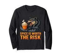 Pumpkin Spice is Worth The Risk Trap with Wolf and Latte Long Sleeve T-Shirt
