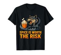 Pumpkin Spice is Worth The Risk Trap with Wolf and Latte T-Shirt