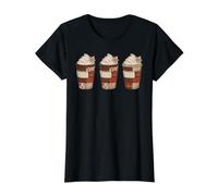 Pumpkin Spice Latte Patchwork Fall Coffee Design Value Graphic T-Shirt, Women, Black, M