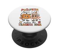 Pumpkin Spice Makes Teacher Nice Fall Thanksgiving Groovy PopSockets Adhesive PopGrip