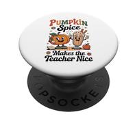 Pumpkin Spice Makes Teacher Nice Fall Thanksgiving Groovy PopSockets Adhesive PopGrip