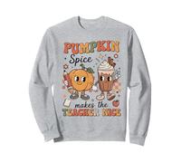Pumpkin Spice Makes Teacher Nice Fall Thanksgiving Groovy Sweatshirt