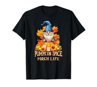 Pumpkin Spice Porch Life Autumn Gnome Humor Fall Season T-Shirt