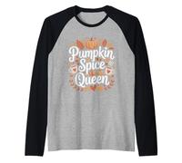 Pumpkin Spice Queen Autumn Coffee Design Raglan Baseball Tee
