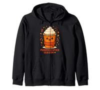 Pumpkin Spice Season Cozy Autumn Coffee Design Zip Hoodie