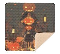 Pumpkin Stack Halloween Scene Cute Foldable Baby Play Mat for Floor Portable Baby Crawling Mat for Babies Infants Toddlers, 50'' x 50''