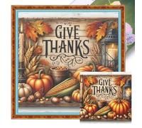 Pumpkin Stamped Cross Stitch Kits for Adults Beginners, DIY Cross Stitch Patterns Kits Printed Dimensions Needlepoint Kits,Crafts Embroidery Kits for Home Decor 40x40cm-Pumpkin
