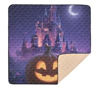 Pumpkin & Starry Castle Cute Foldable Baby Playmat for Indoor Outdoor Portable Activity Gym Mat for Newborns Babies Infants Toddlers, 50'' x 50''