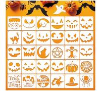 Pumpkin Stencils for Painting Reusable Hallooween Pumpkins Ghost Face Paint Templates on Wood Glass Crafts Cookie Baking Door Hanger Sign Decorating (face30)