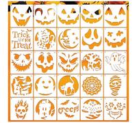 Pumpkin Stencils for Painting Reusable Hallooween Pumpkins Ghost Face Paint Templates on Wood Glass Crafts Cookie Baking Door Hanger Sign Decorating (face25)