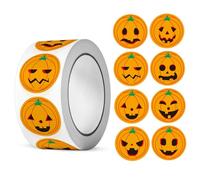 Pumpkin Stickers 1 Roll(500Pcs) 8 Expressions Sticker Roll Adorable Halloween Stickers for Candy Gifts, Children's Day, Pumpkin Party, Halloween Party Decorations.