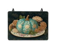 Pumpkin Stove Top Cover for Electric Stove, Autumn Vintage Chrysanthemum Fan Fall Teal Pu Surface Electric Top Cover Protector Cottage Kitchen Decor 28x20 Inch