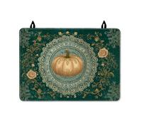 Pumpkin Stove Top Cover for Electric Stove, Autumn Vintage Rose Lace Fall Teal Rubber Non-Slip Glass Top Cover for Kitchen Kitchen Cooking Essentials 28x20 Inch
