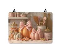 Pumpkin Stove Top Cover for Electric Stove, Fall Cozy Candy Bow Fall Peach Pu Surface Kitchen Cover for Counter Space Extension Kitchen Countertop Decor 28x20 Inch
