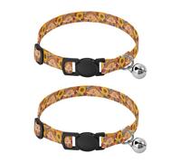 Pumpkin Straw Hat Kitten Collars 2 Pack Collars for Cats Adjustable Length 10.6" to 17.1"