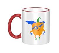 Pumpkin Superman Dual-Sided Edge-Color Ceramic Mug - Premium Handcrafted Ceramic Coffee Mug With Vibrant Full-Edge Printed Design, Smooth Rim & Ergonomic Arc Handle For Home, Office & Gifting