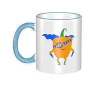 Pumpkin Superman Dual-Sided Edge-Color Ceramic Mug - Premium Handcrafted Ceramic Coffee Mug With Vibrant Full-Edge Printed Design, Smooth Rim & Ergonomic Arc Handle For Home, Office & Gifting