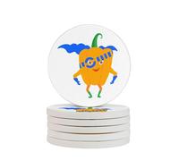 Pumpkin Superman Round Diatomaceous Earth Coaster Set - Natural, Eco-Friendly, Fast-Absorbing Circular Coasters (1/2/4/6-Piece Pack) With Full-Print Design & Smooth Rounded Edges